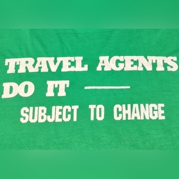 VTG 80s Travel Agent Adult Medium T-shirt Tee Single Stitch USA Green Hanes NOS - Picture 3 of 8